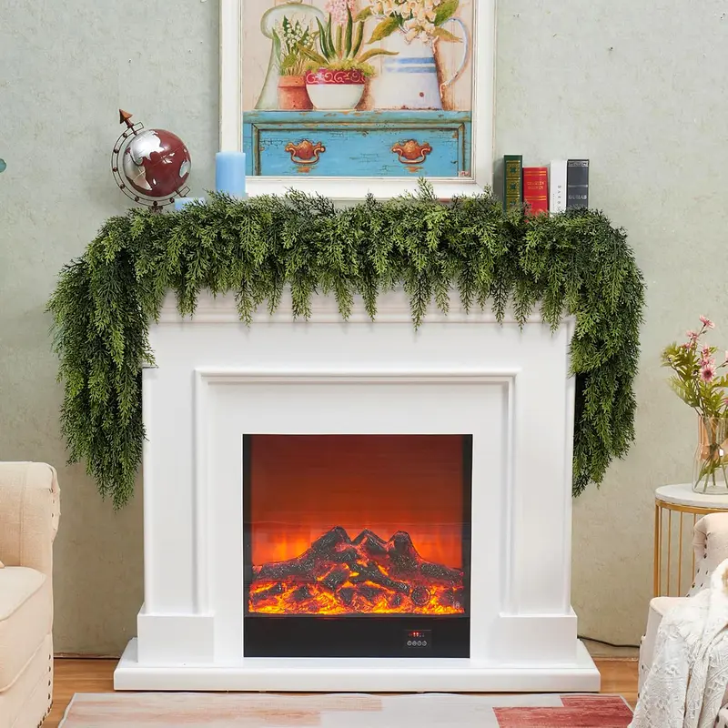 🎅🎄 Artificial Cedar Garland 🇨🇦Green Pine Garland for Table, Mantel, Wall – Perfect for Indoor & Outdoor Christmas Decorations