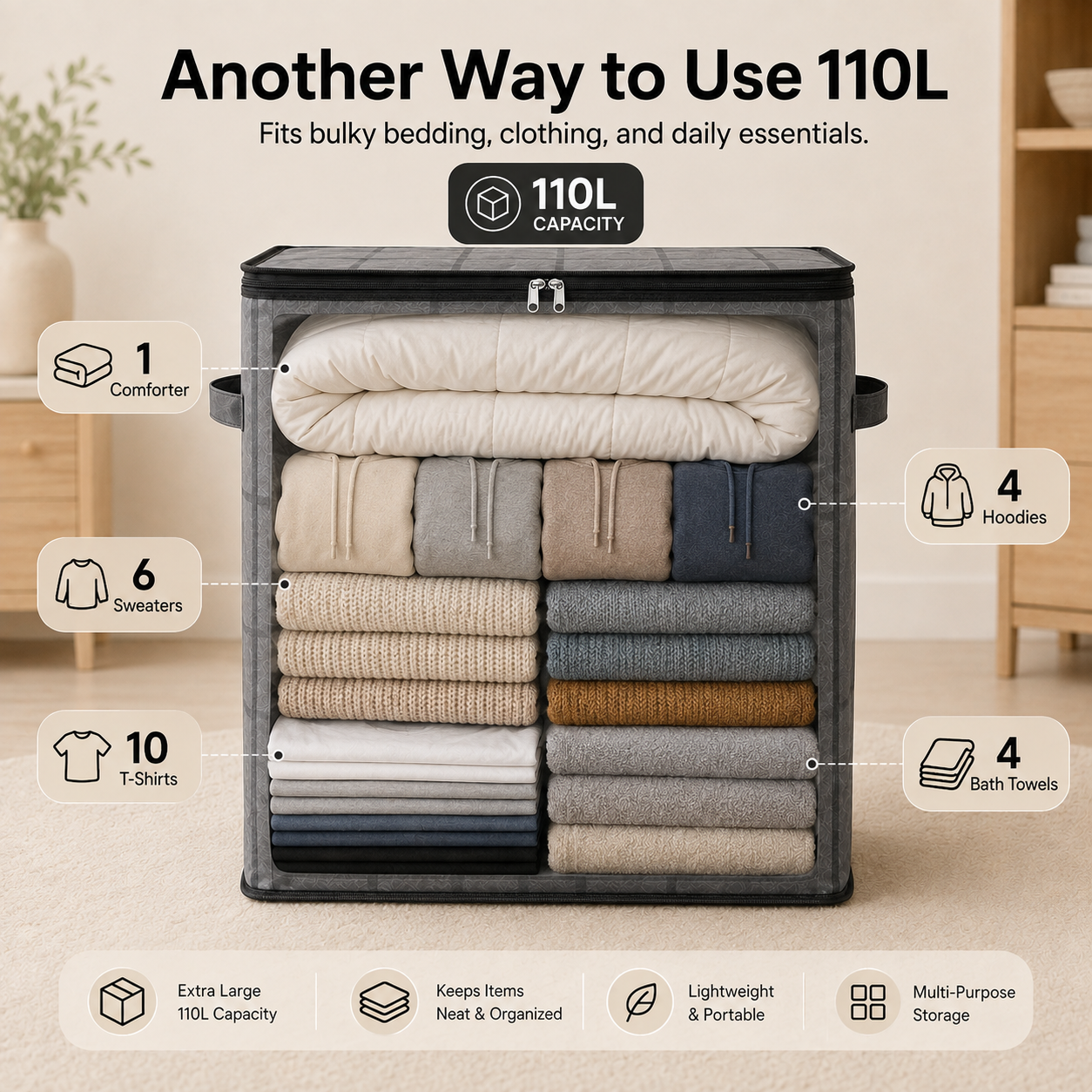 Remifa® XXL Foldable Easy Move Storage Bag