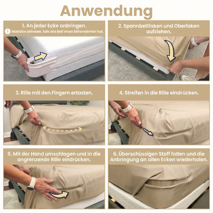 Mvqw® Spannbettlakenhalter mit sicherem Halt und unsichtbaren Befestigungsstreifen